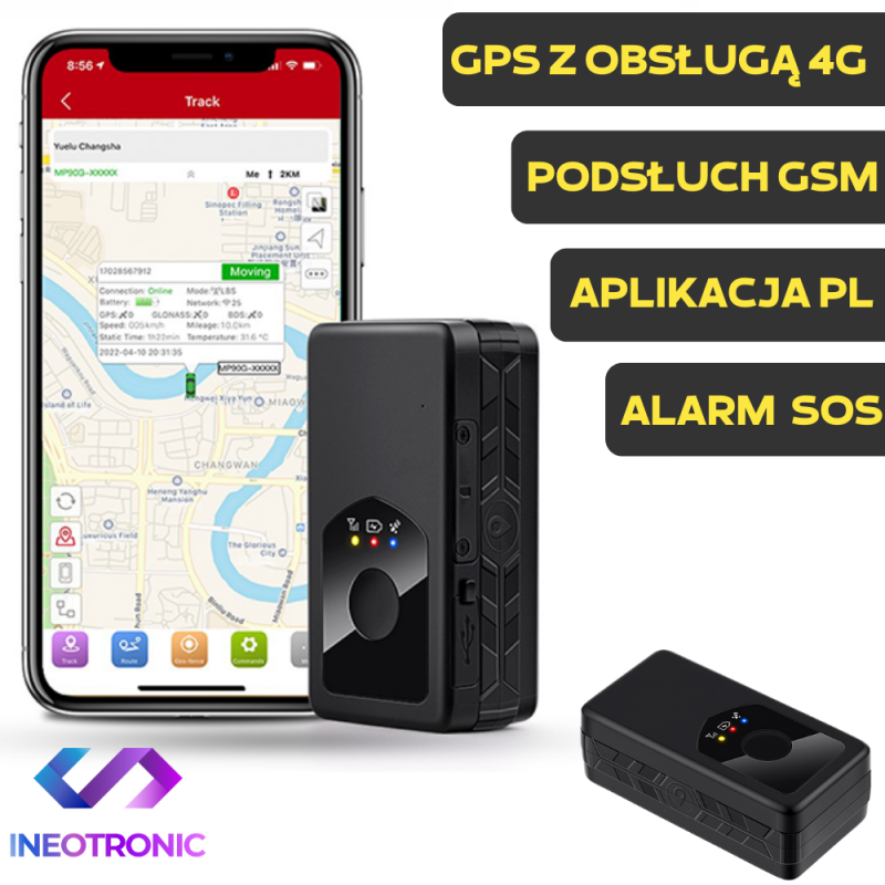 Lokalizator GPS MP90G 4G z Podsłuchem na żywo (Hermetyczny) - Funkcja Alarmu SOS