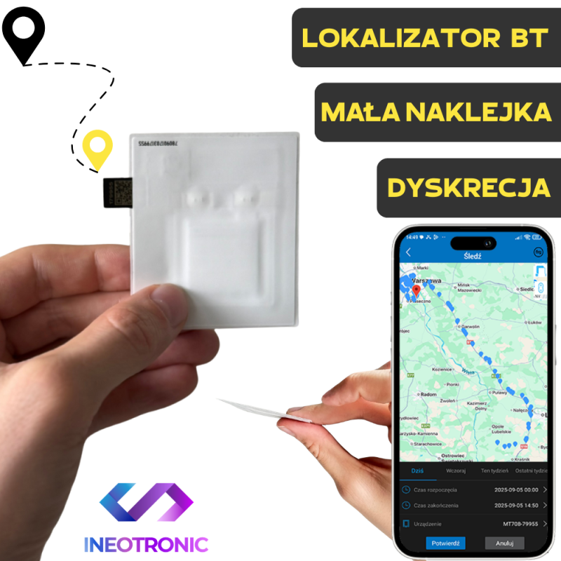 Lokalizator Naklejka MT708 Typu TAG Bluetooth (Pełna Dyskrecja)