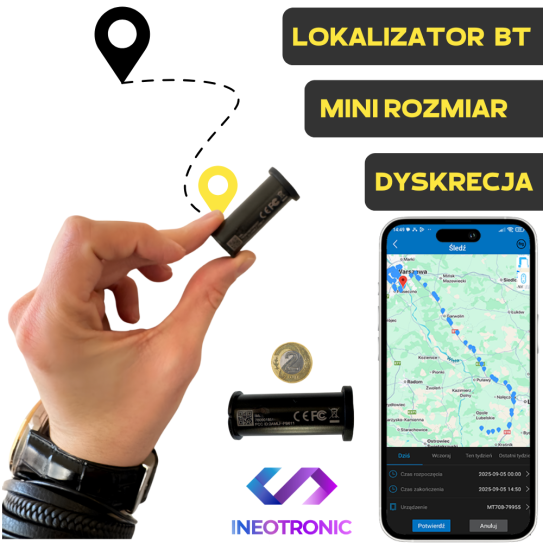 Lokalizator Tubka MT611 Typu TAG Bluetooth do zabezpieczenia roweru, hulajnogi (Pełna Dyskrecja - do 2 lat pracy)