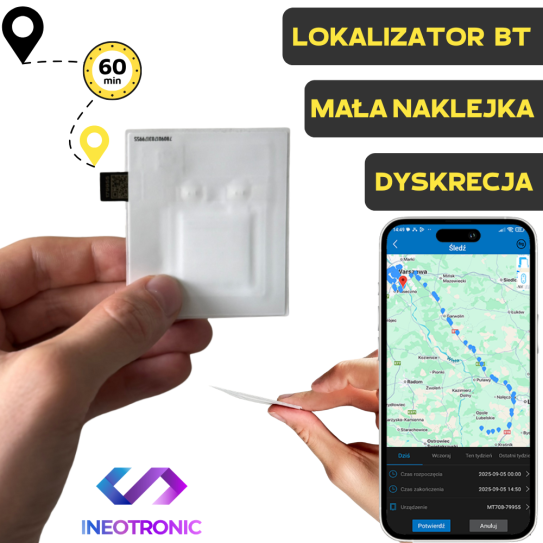 Lokalizator Naklejka MT708 Typu TAG Bluetooth (Pełna Dyskrecja- Wersja 60 minut)