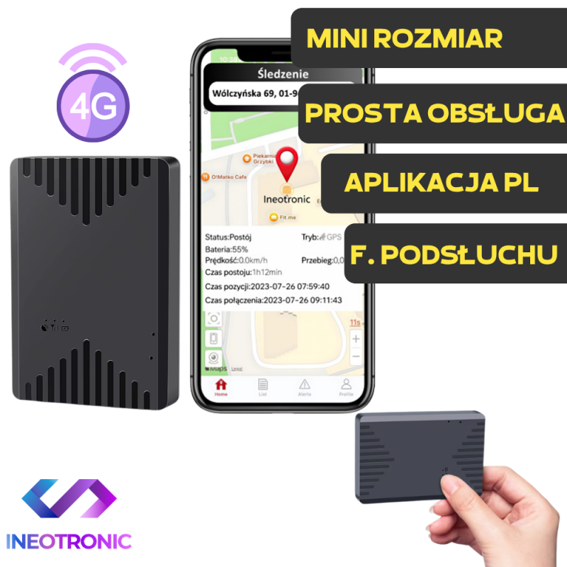 Mini Lokalizator GPS ML300G 4G z Podsłuchem na żywo, magnes (Aplikacja PL)