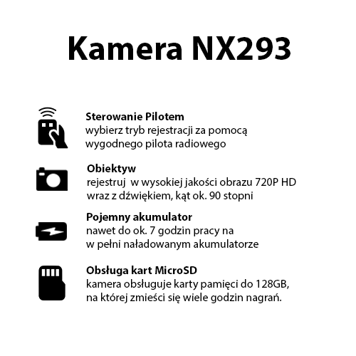 NX293 mini kamera do ukrycia na pilot HD (NX86)