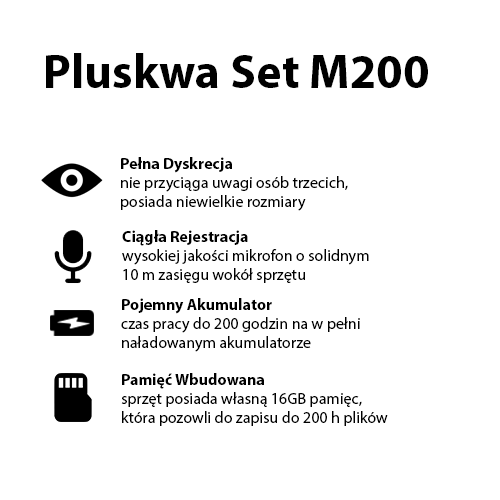 Profesjonalny Dyktafon Pluskwa Mkx Set200 16gb (Blokada Odczytu)