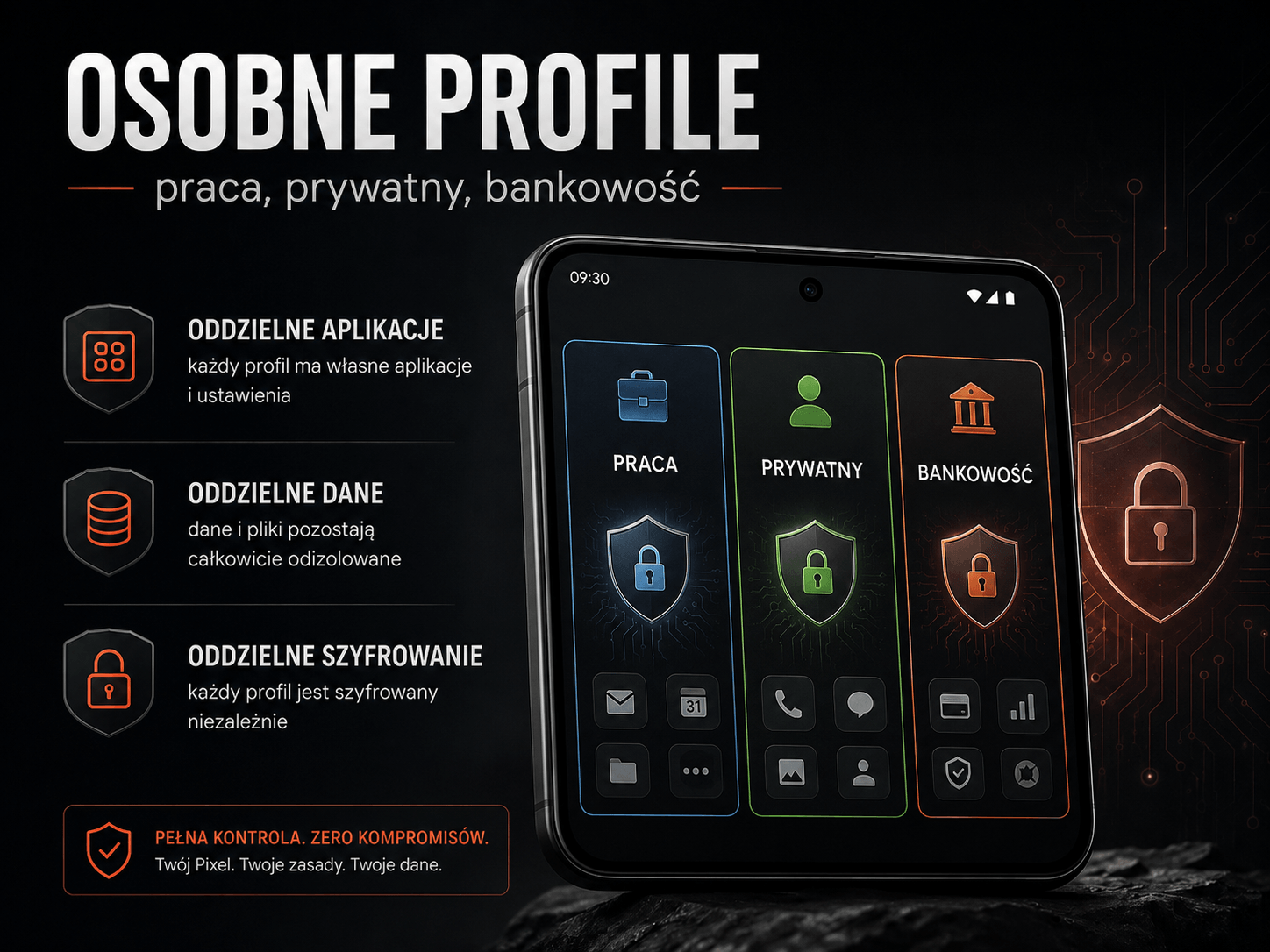 GrapheneOS osobne profile praca prywatny bankowość