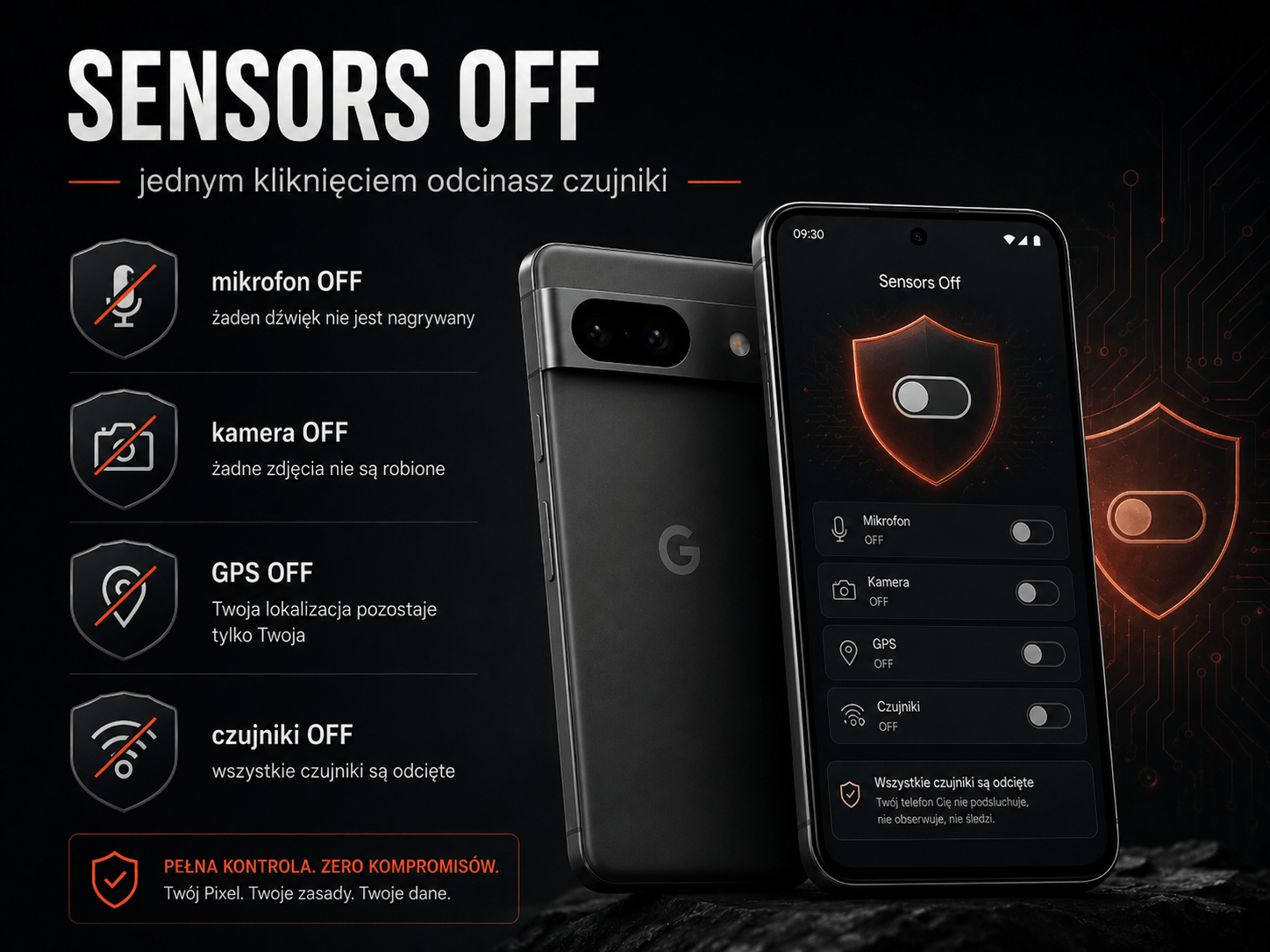 GrapheneOS Sensors Off kontrola czujników