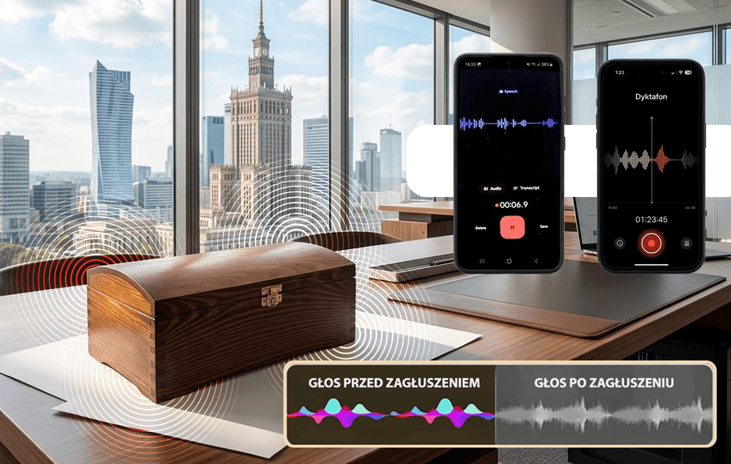 Profesjonalny Sejf Skrzynka Ultra soniczna KGA, Szkatułka blokująca nagrywanie i nasłuch GSM