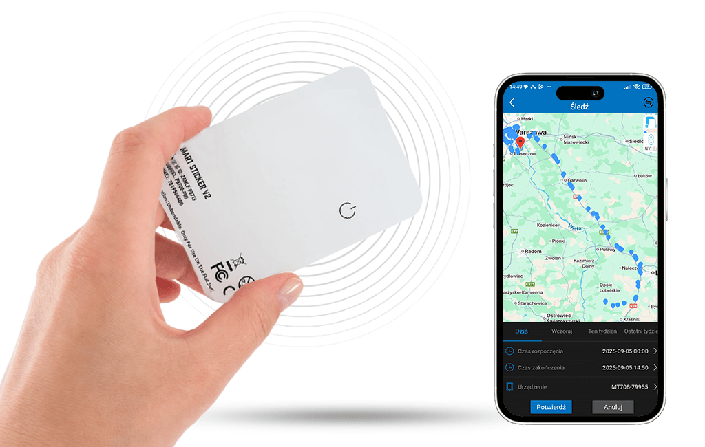 Lokalizator Naklejka PB708 PRO Typu TAG Bluetooth (Pełna Dyskrecja - Wersja 10 minut)