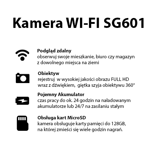 Kamera SG601 WiFi FULL HD inetronic nie spyone gospy