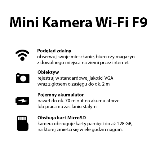 Mini Kamera Wi-Fi F7 IR VGA ( Podgląd Zdalny )