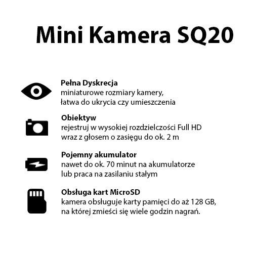 Mini Kamera SQ20 IR FULL-HD z magnesem