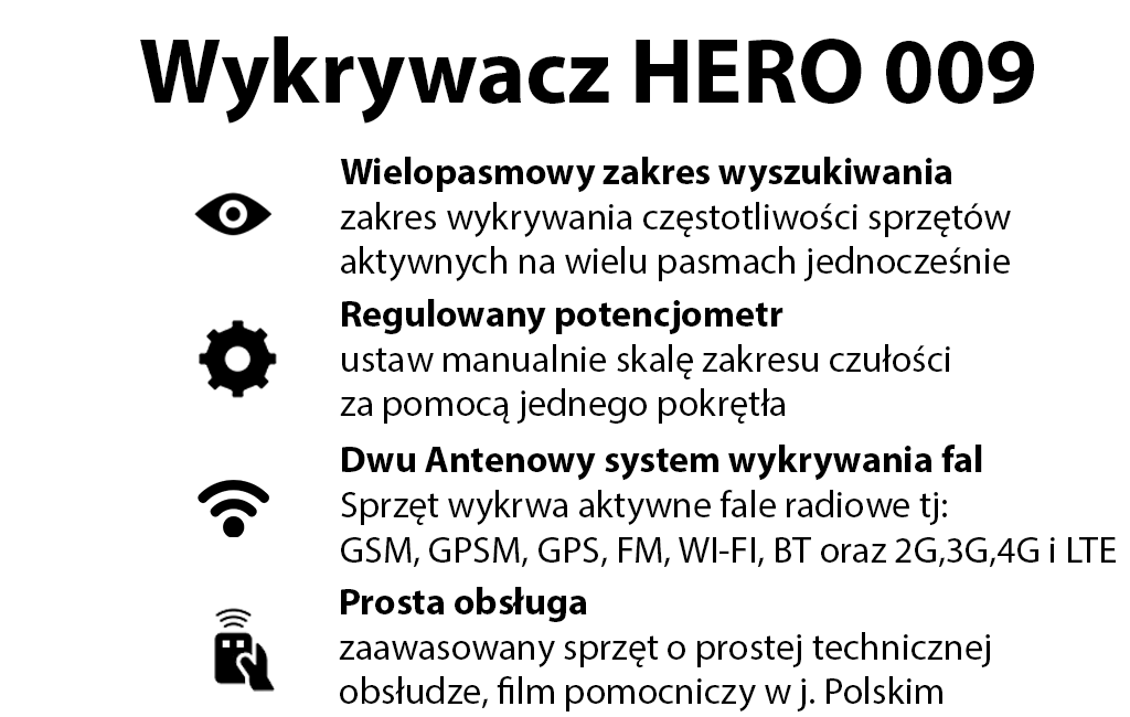 Profesjonalny wykrywacz V Protector HERO 009 (Pluskwy, Podsłuchy, Lokalizatory)
