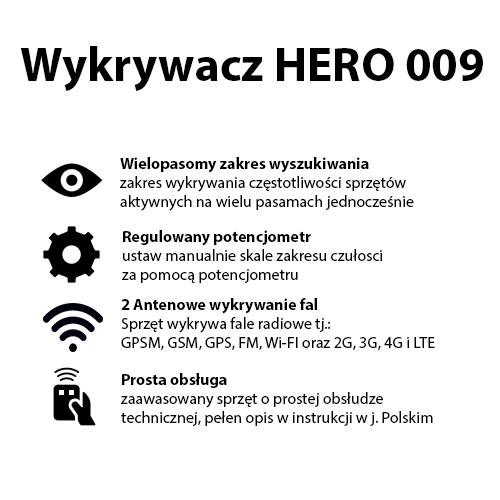 Profesjonalny wykrywacz V Protector HERO 009 (Pluskwy, Podsłuchy, Lokalizatory)