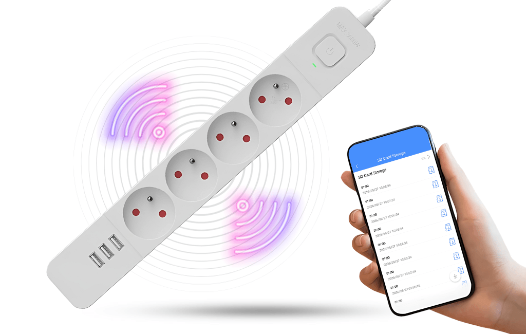 Biała listwa SpyHome Pro z dyktafonem Wi-Fi