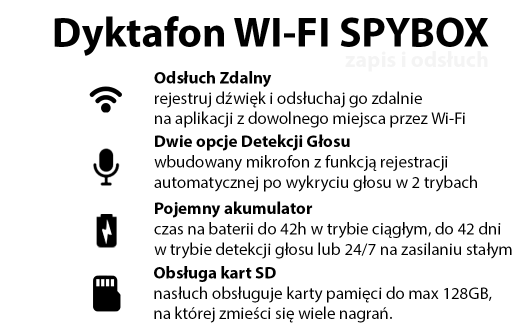 Mini rejestrator dźwięku SpyBox G1 Wi-Fi