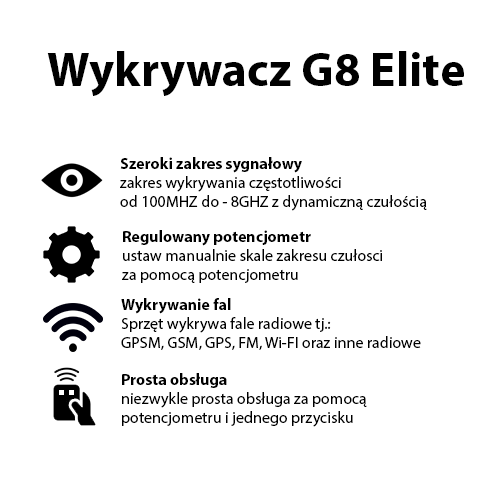 Wykrywacz podsłuchów G8 ELITE (pluskwy GSM, GPS, Wi-FI, RF)