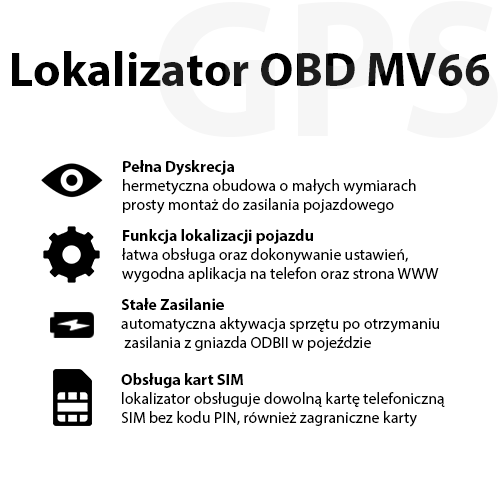 Lokalizator GPS OBD II MV66 + Funkcja Podsłuchu