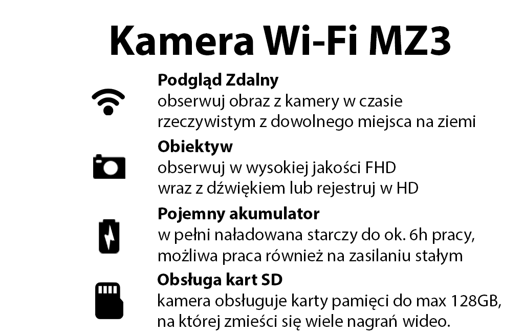 Kamera mini Wi-Fi MZ3 do ukrycia (Podgląd Zdalny)
