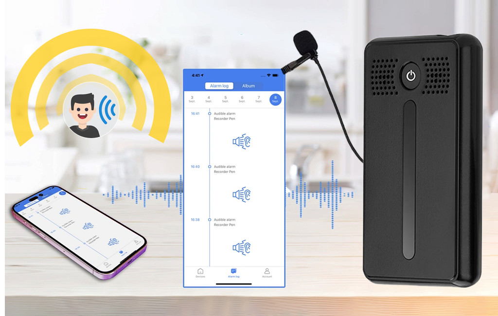 Dyktafon Podsłuch Zdalny WI-FI Online AR02 + Mikrofon zewnętrzny (Zapis i Odsłuch)