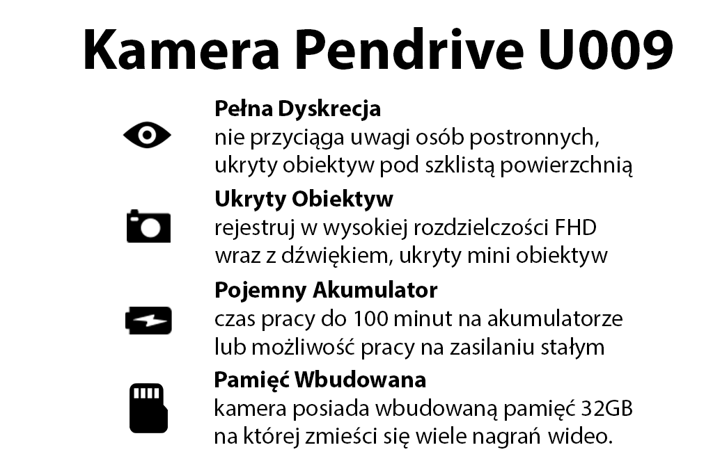 Pendrive ukryta Kamera U009 FullHD 32GB