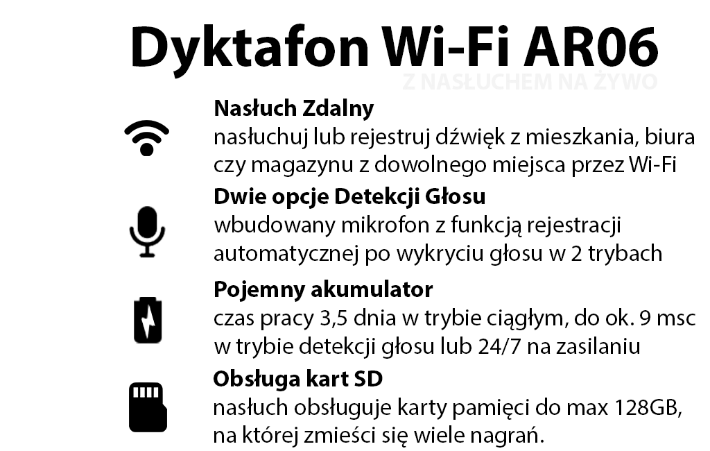 Powerbank Dyktafon Zdalny  Podsłuch WI-FI Online AR06 (Zapis i Odsłuch)