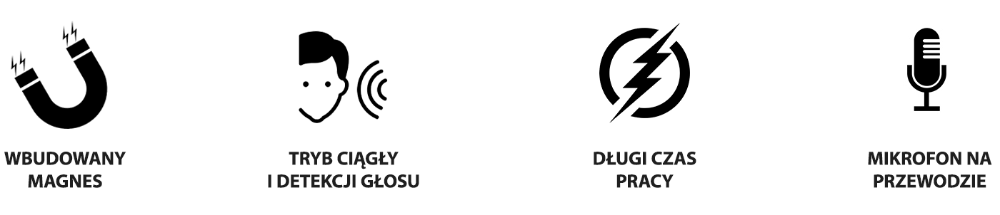 Dyktafon cyfrowy SQR Pro MIC 32GB 2w1+ Detekcja Głosu VOS (Blokada Odczytu / Magnes / Zew. Mikrofon)