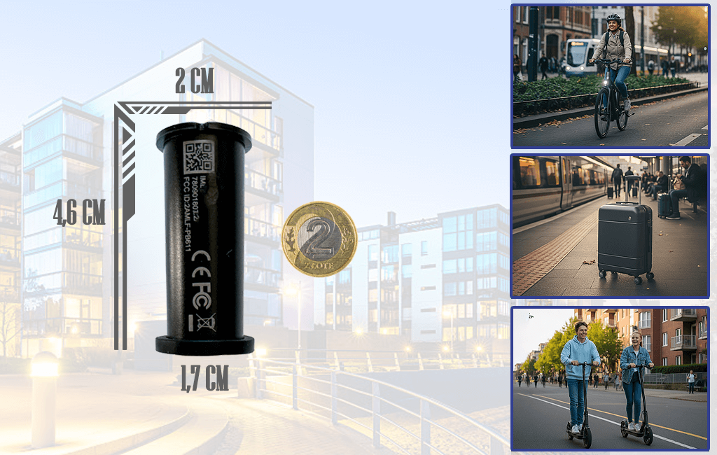 Lokalizator Tubka MT611 Typu TAG Bluetooth do zabezpieczenia roweru, hulajnogi (Pełna Dyskrecja - do 2 lat pracy)