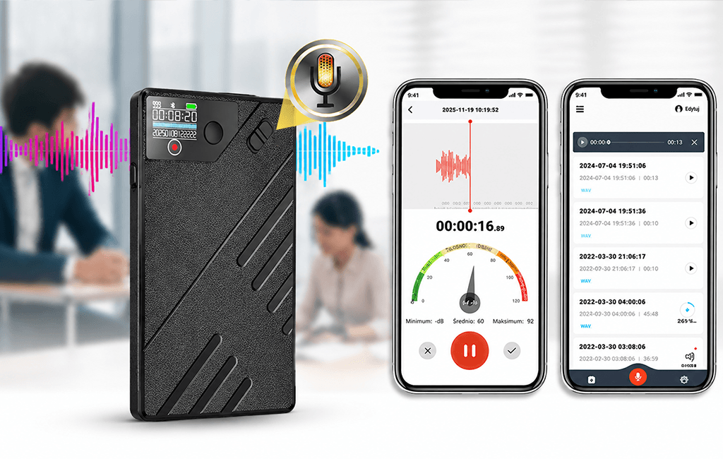 Dyktafon A5 AI 32GB (Aplikacja Bluetooth i Transkrypcja)