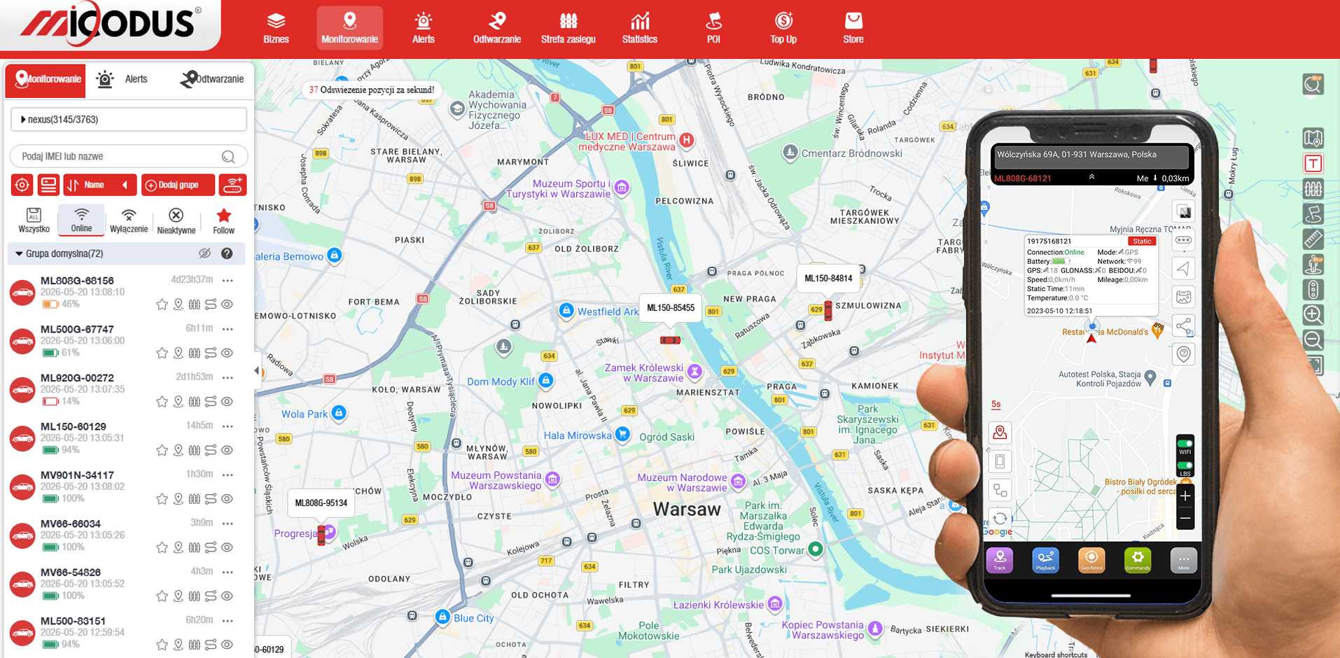 Lokalizator GPS Ładowarka Samochodowa MV77G 4G + Funkcja Podsłuchu