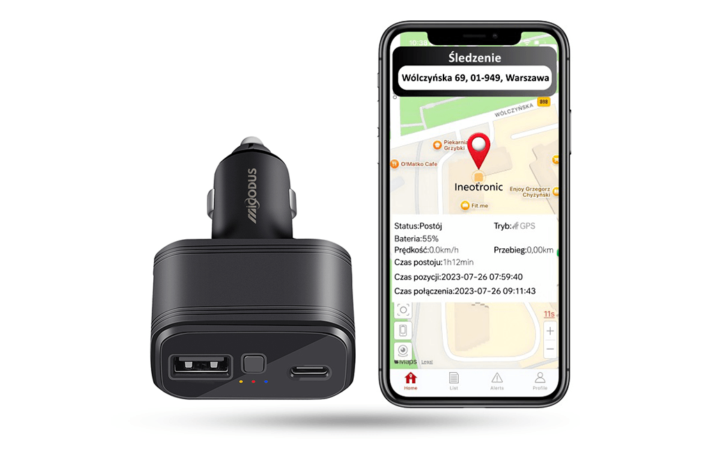 Lokalizator GPS Ładowarka Samochodowa MV77G 4G + Funkcja Podsłuchu