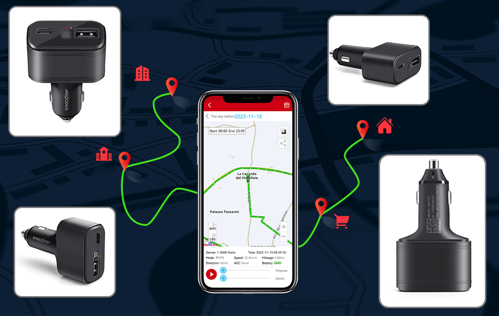 Lokalizator GPS Ładowarka Samochodowa MV77G 4G + Funkcja Podsłuchu