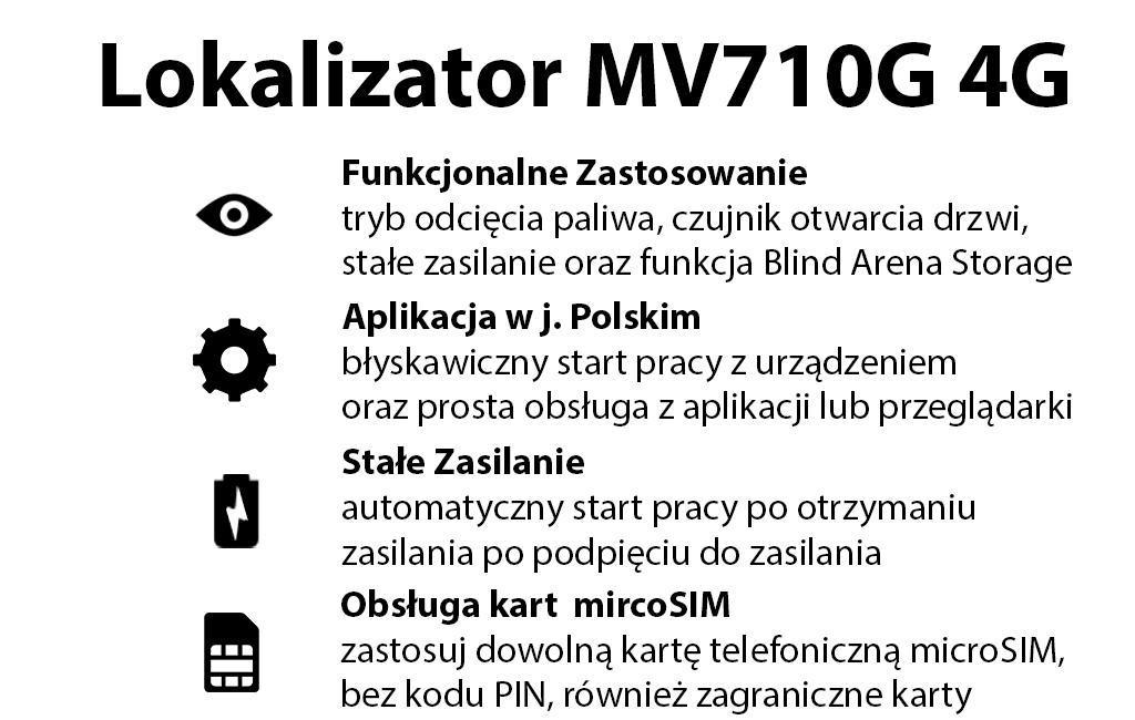 Lokalizator GPS MV710G 4G pod zasilanie do Samochodu, Motoru czy Łodzi (Z Odcięciem Paliwa)