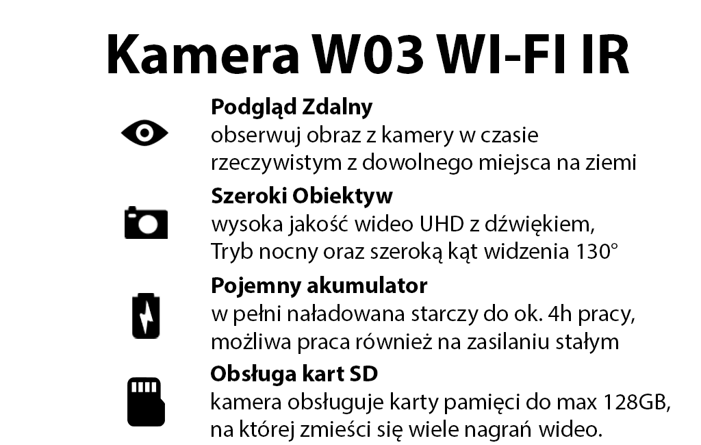 Mini Kamera W03 WI-FI (Podgląd Online i Tryb Nocny)