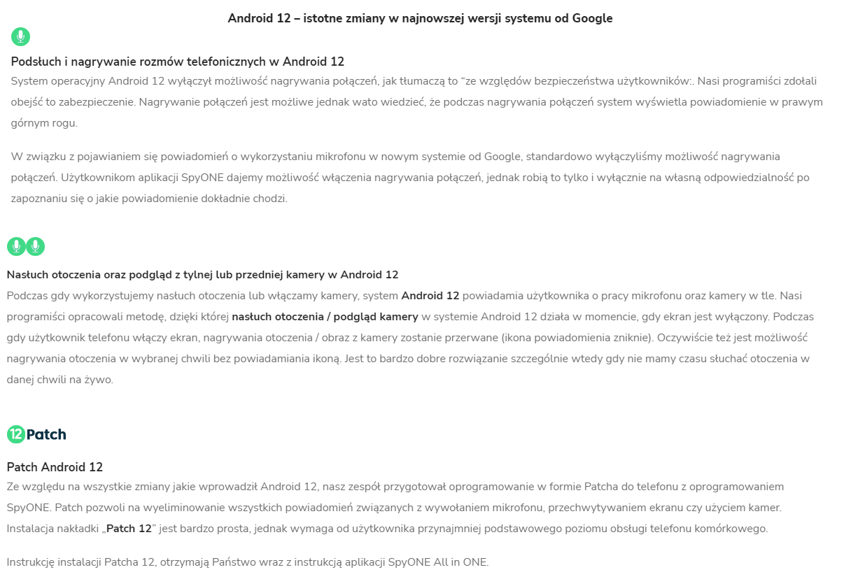 Ważne informacje o Android 12