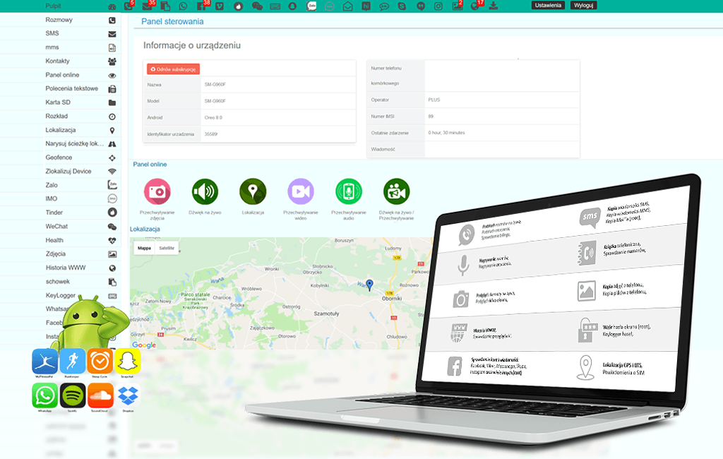 1 ROK  - Monitoring telefonu SpyOne All In One Android